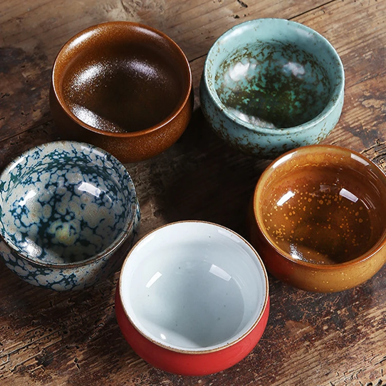 Japanese Style Promotional Gift Rustic Style Tea Cups Hot Sells Customized Tea Cups Ceramic Portable Tea cup with gift box