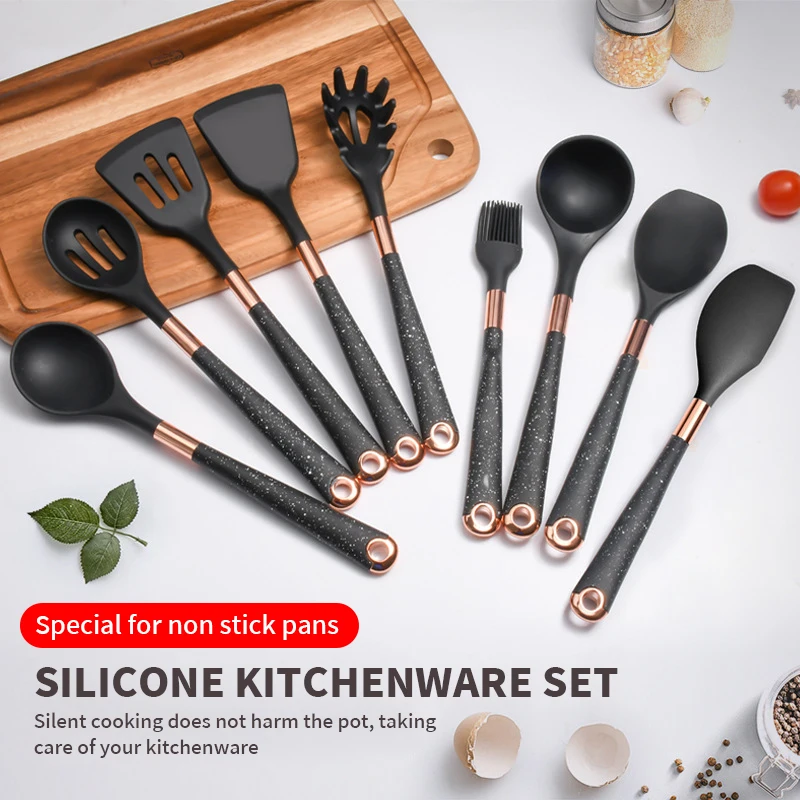 Stock Non Stick Home Accessories Custom Branded Commercial Complete Aluminum Special Silicone Innovative Novel Kitchen Utensils