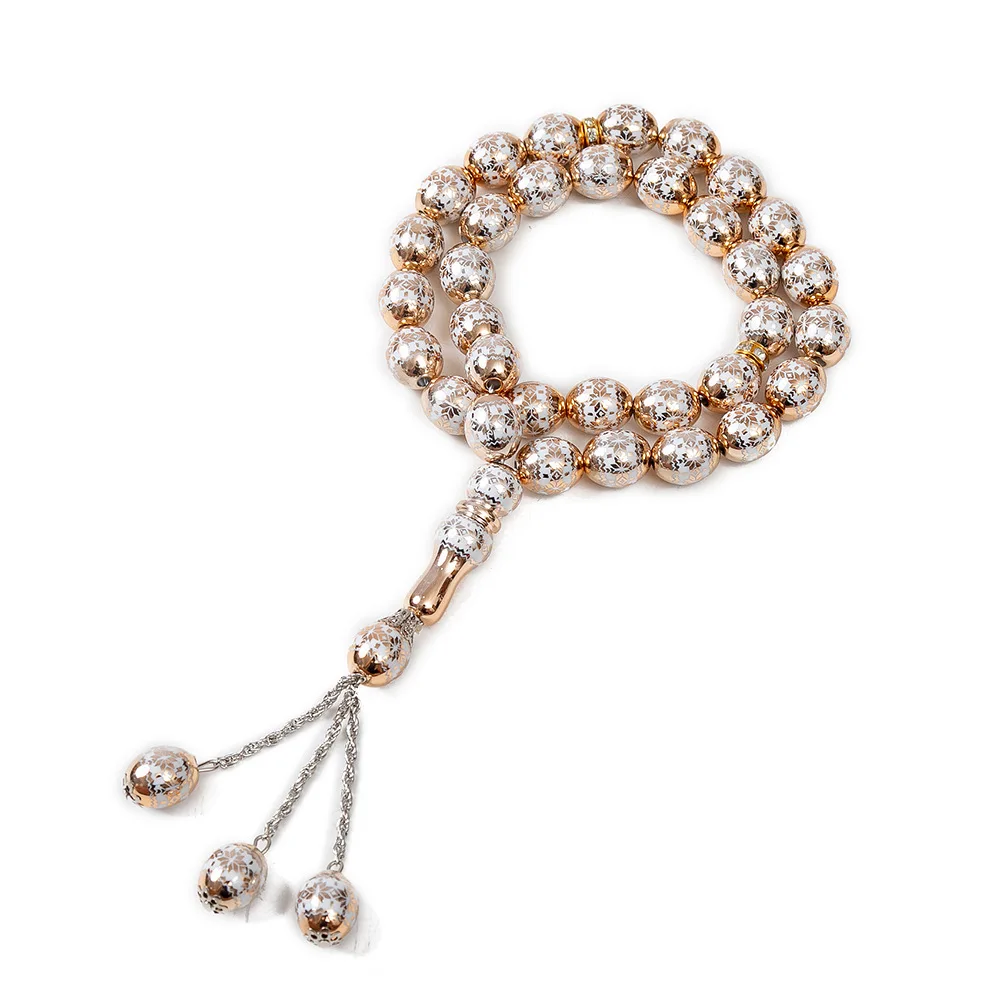 Мусульманские буквы и печать арабского Писания Лазер Большой овальный большой четки TASBIH 33 молитвенные бусины акриловый браслет