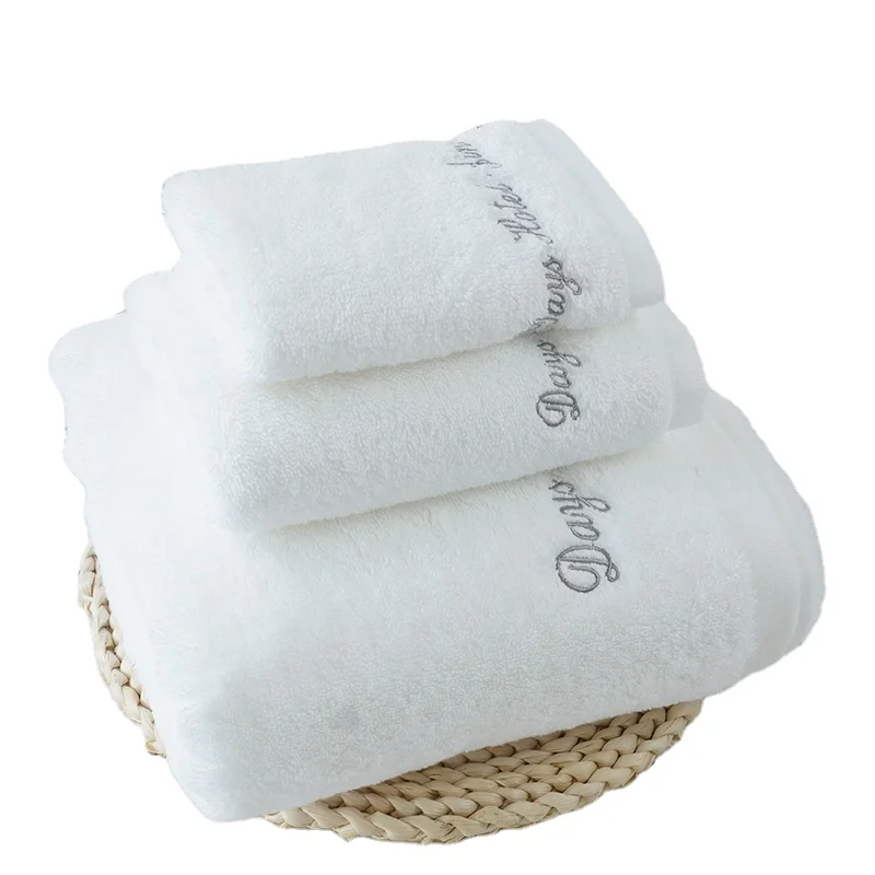Plain hand hotel towel white custom embroidered logo