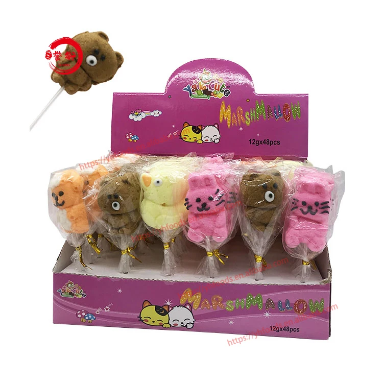 Animals party 15g marshmallow pop rabbit bear mallow lollipop sweets pop cotton candy