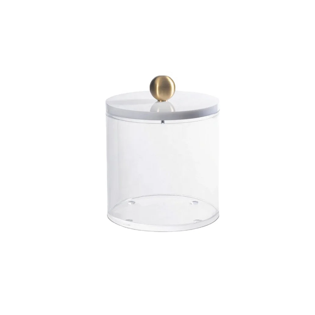 Judaica Lucite Canister with Brass Ball Handle