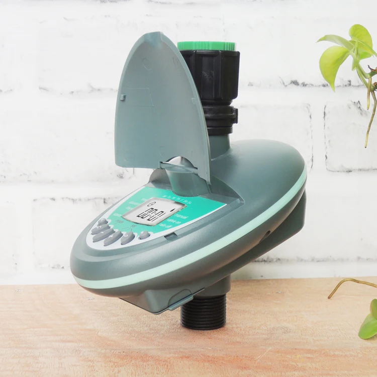 Factory automatic waterproof IP44 intelligent serviceable green UFO shape plastic water timer for garden hose