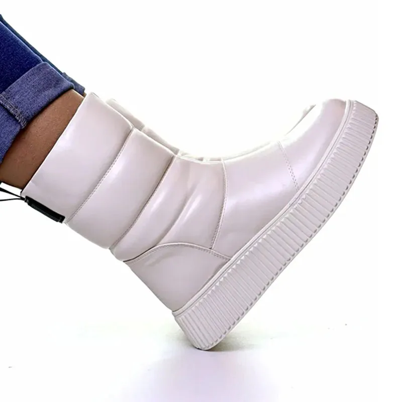 Anti-slip waterproof snow boots ladies winter shoes leather boots