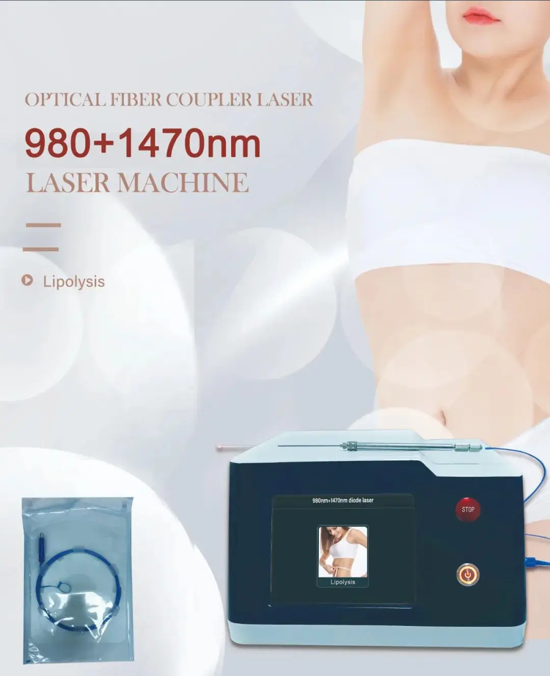 High Powerful Face lifting 980 1470 nm surgical laser fat reduction diode laser 980 1470nm