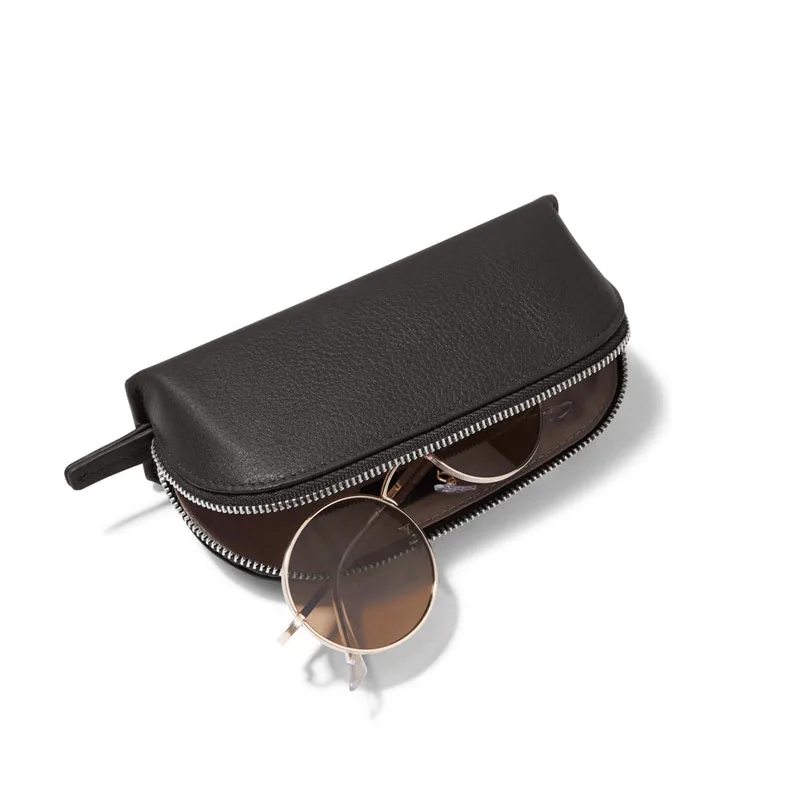 Low Moq New Arrival Glasses Combination Leather Zipper Sunglasses Cases