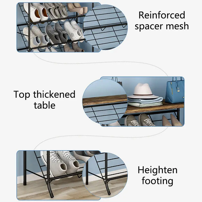 Scarpiera Large Capacity 3-Layer Metal shoe Rack Outdoor Black Shoe Storage Organization Rack Shoe Display Stand For Living Room