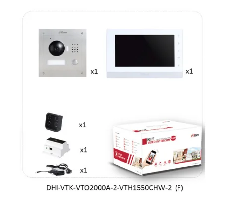 VTK-VTO2000A-2-VTH1550CHW-2 IP 2-Wire Intercom Kit With 7-inch capacitive touch screen and 2 door control