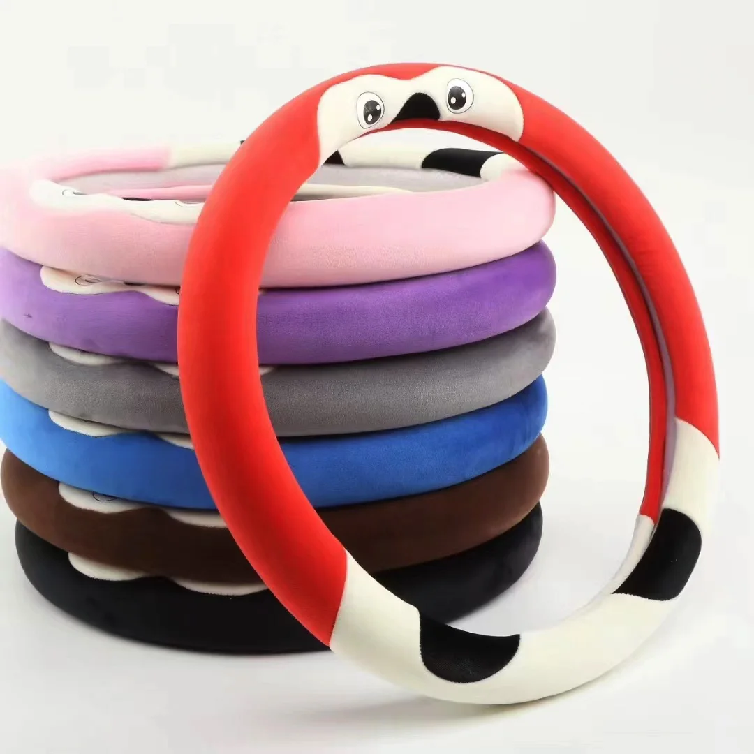 Lovely car interior products short fur soft car steering wheel cover best quality car accessories