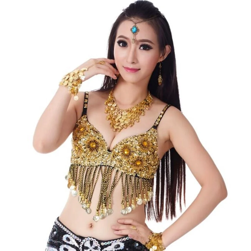 Nayaking Women Beads Sequins Belly Dance Bra Top Ladies Nightclub DJ Disco Cloth Costume
