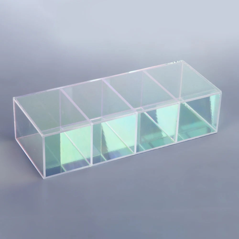 3 Slots Iridescent Acrylic Pen Holder Cosmetic Brushes Storage Holder Desk Organizer Pen Holder For Desk