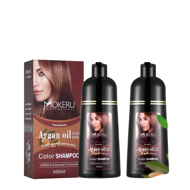Wholesale Private Label hair dye Argan oil long lasting Natural  brown color Hair Dye White To Black hair color shampoo