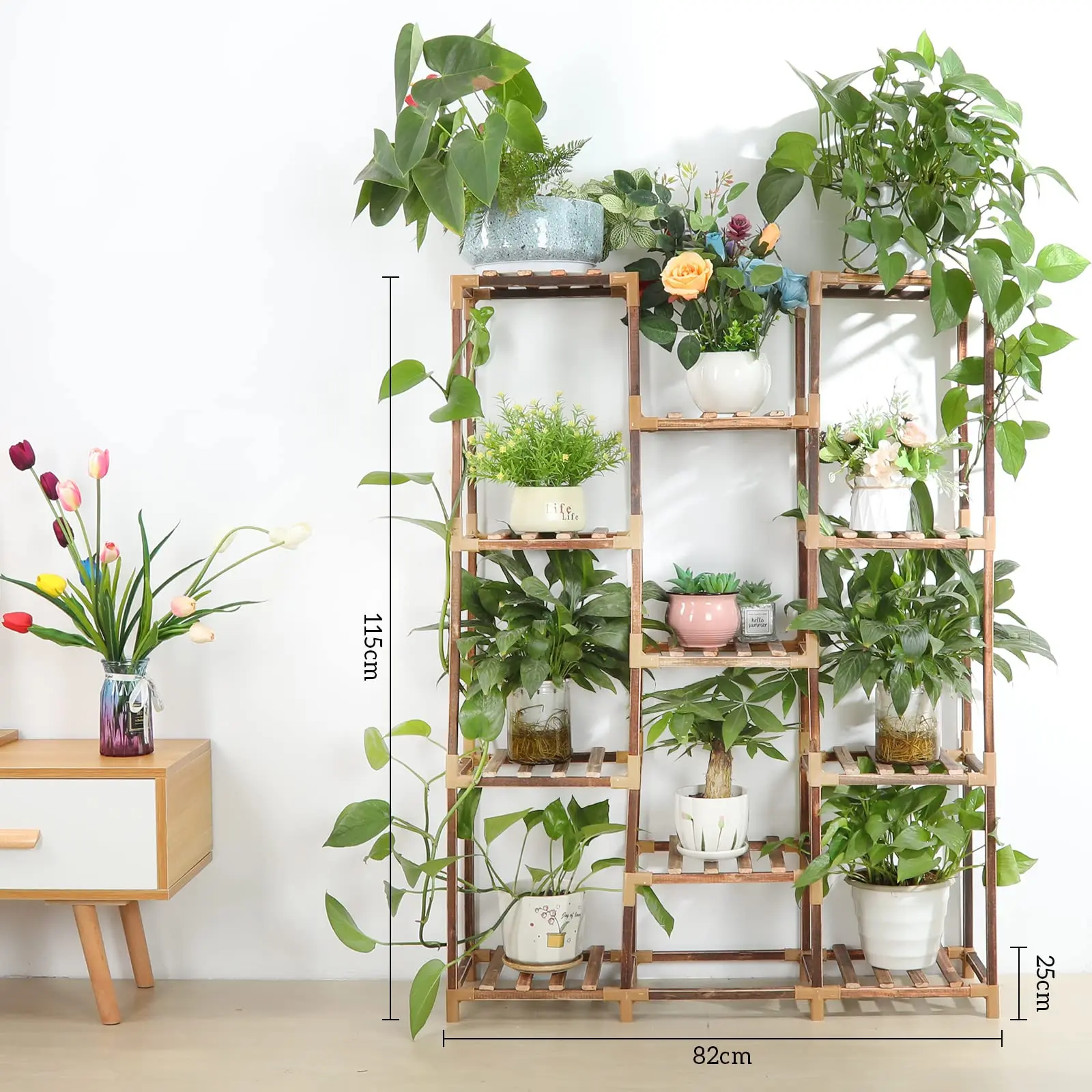 Bamboo Flower Plant Stand Multifunction Shelves Storage Shelf Plant Stand