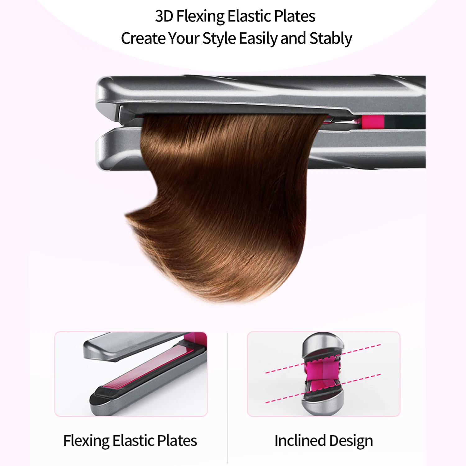 Cordless Hair Straightener Private Label Dual Voltage 210 Degrees LCD Display Hair Straightener Flat Irons Titanium