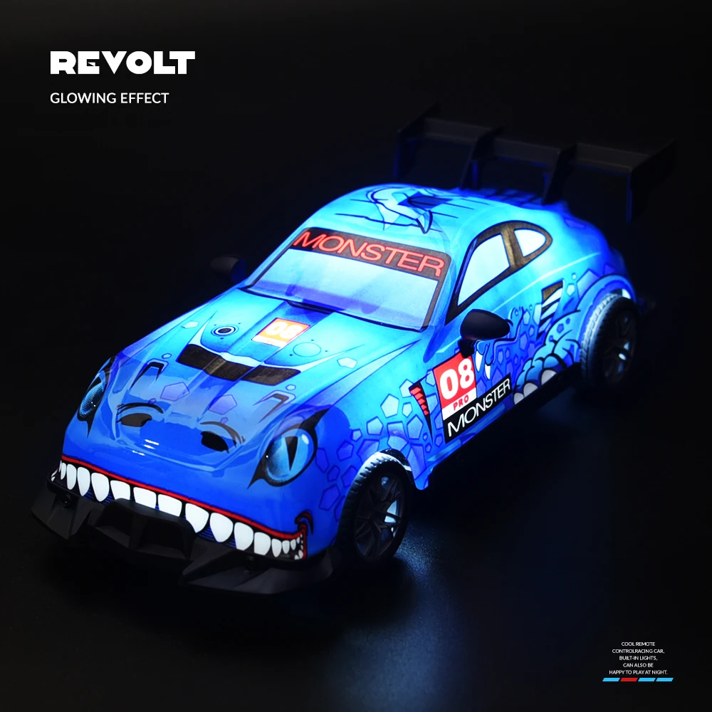 1:16 RC car 4 channels Remote Control Car with LED Lights Flexible Steering Long-Lasting Battery with TRY ME Button