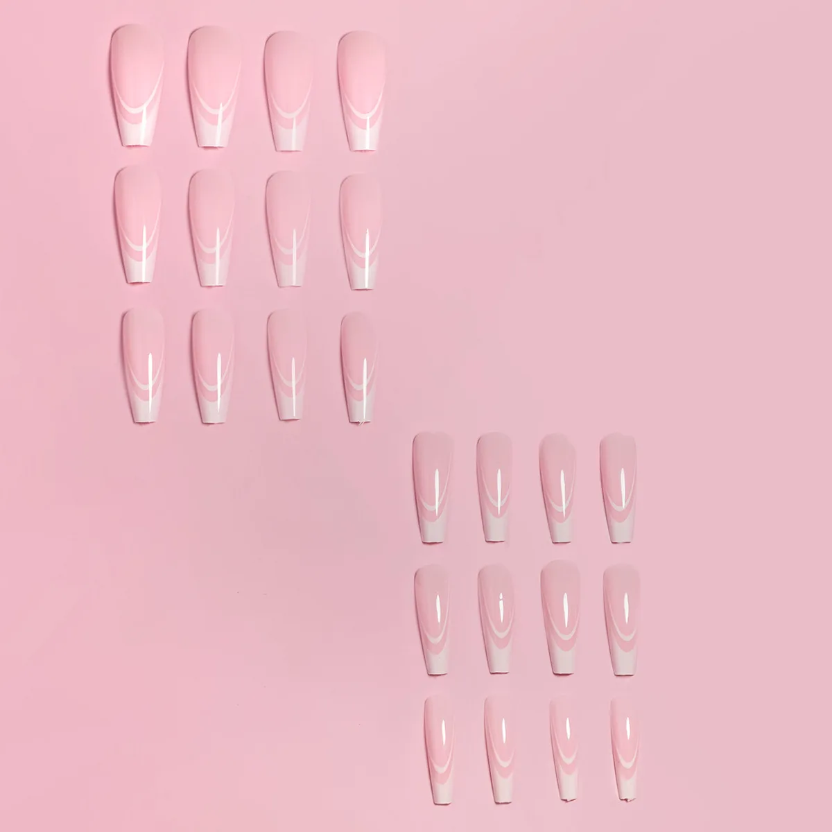 24 Pcs White French Nails Super long Ballerina Pink Waterproof Press on Nails ABS Acrylic Artificial Nails for Women