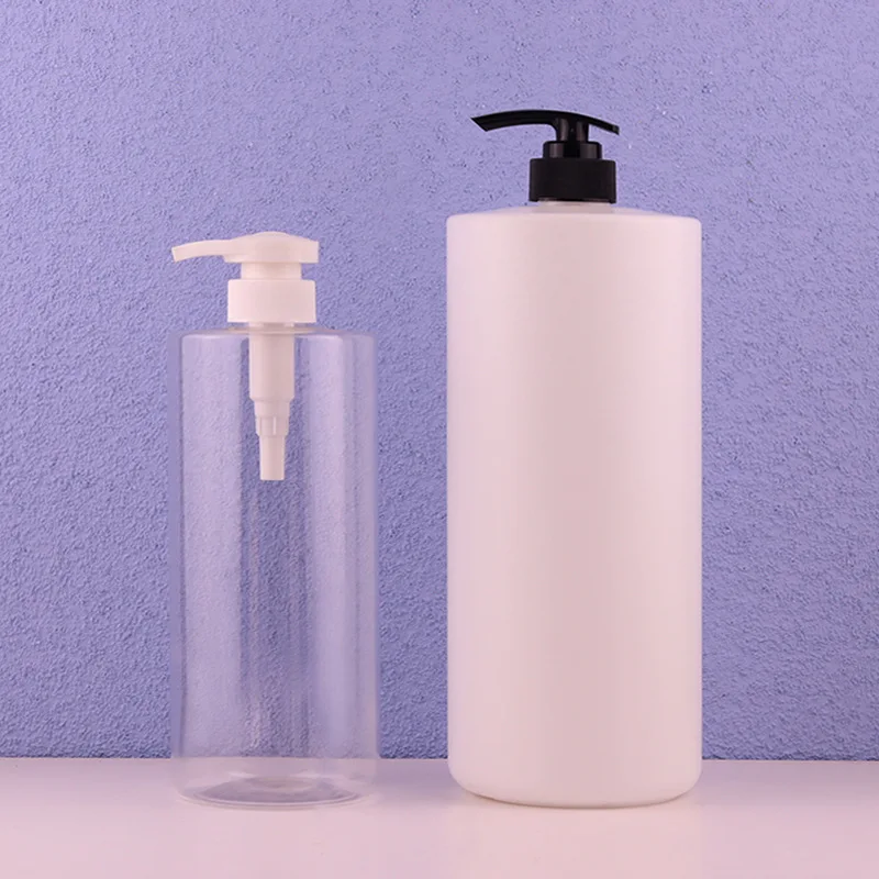 Wholesale Liquid Detergent Bottle Empty shampoo container 1000ml 1800ml PET plastic shampoo bottles with pump dispenser