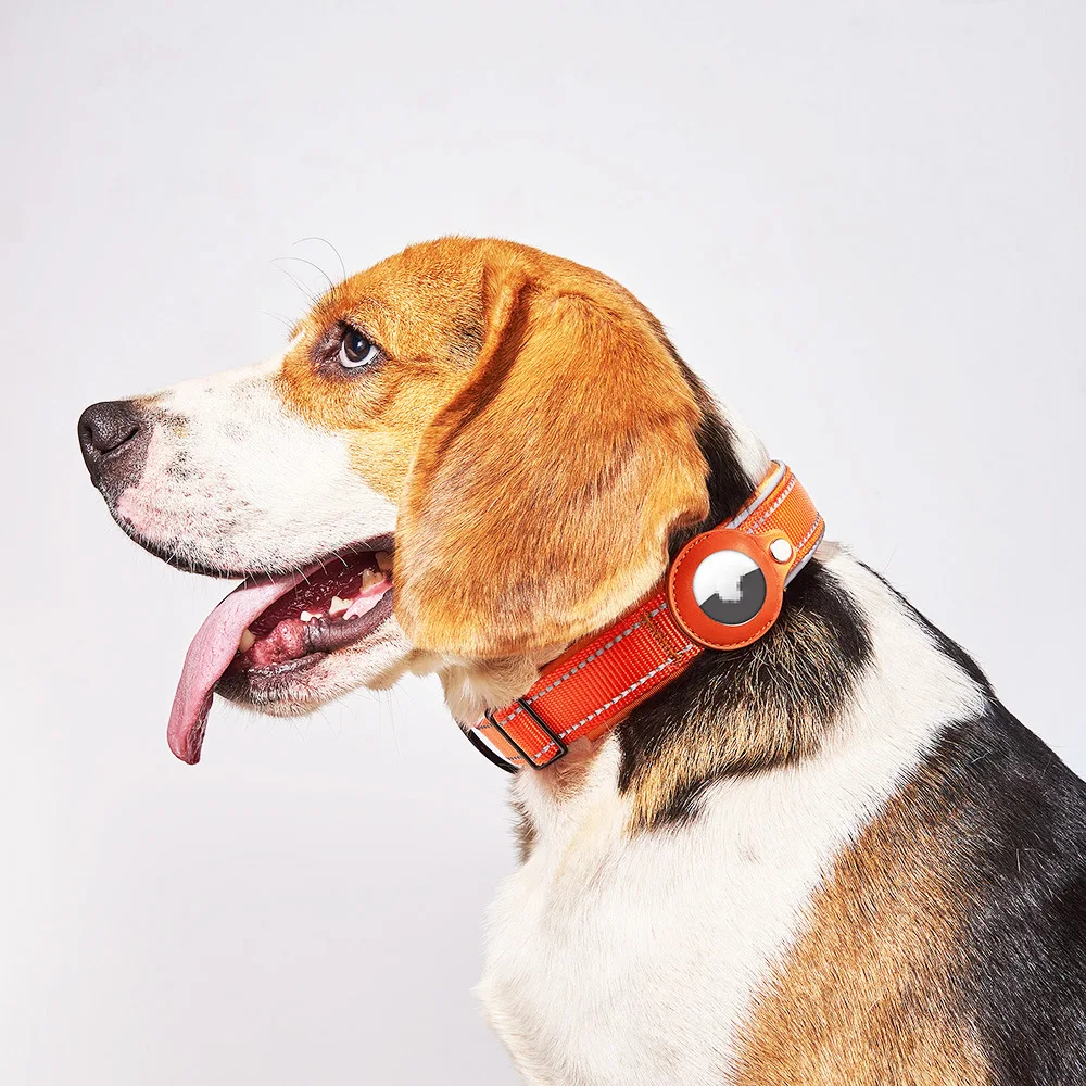 Reflective Nylon Pet Collar with Air Holder Antilost GPS Dog Collar for Comfortable Walking