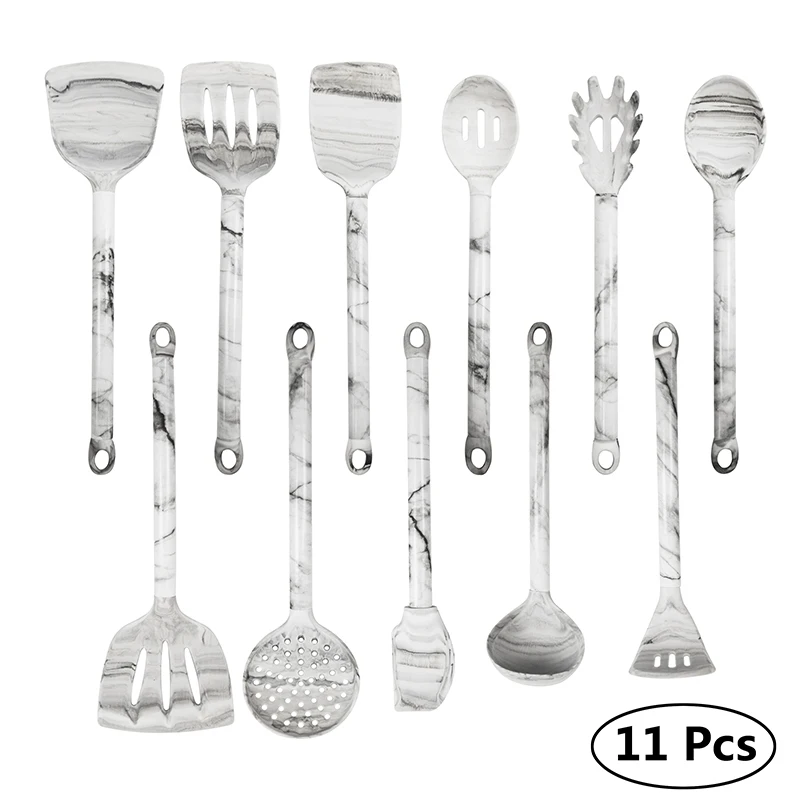 Wholesale Hot SS Kitchenware Customized Color Silicone Utensil Cooking Tool Set with Stainless Steel Handle Holder Container