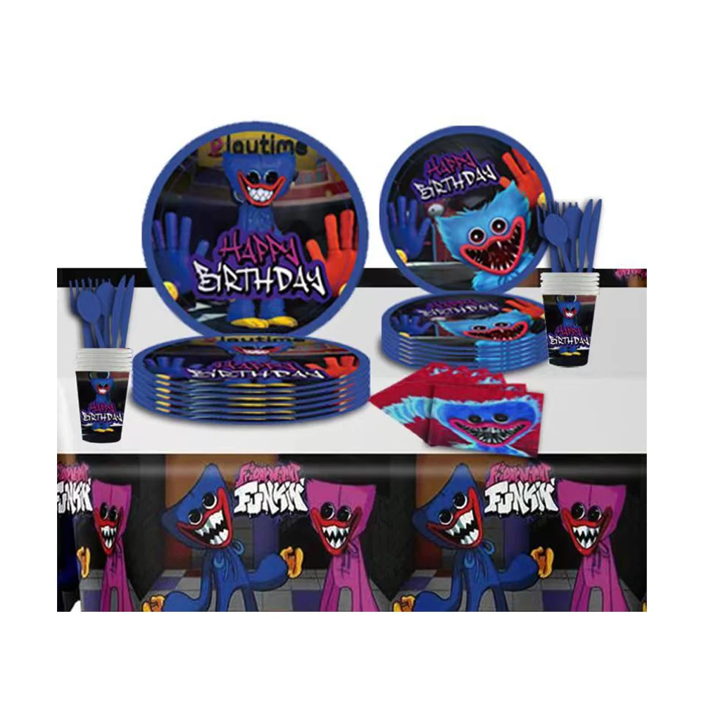 Poppy Playtime Decorative paper cup, paper tray, knife, fork, spoon, tablecloth, party disposable tableware