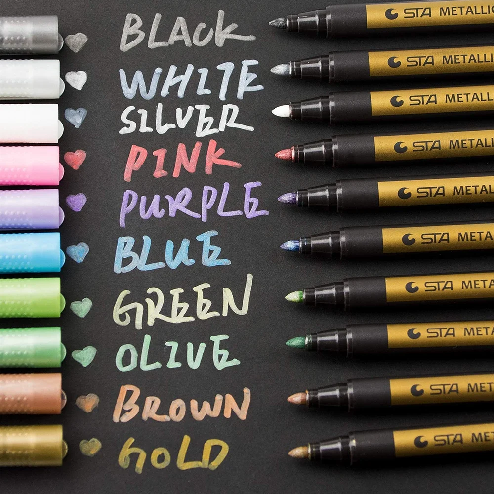 Wholesale Acrylic Art Paint Marker Pens 26 Colors Soft Brush Metallic Glass Pen for Card Making Crafts Rock Painting Set