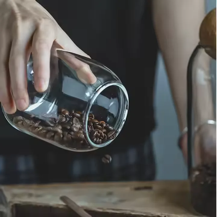 Gift High Borosilicate Glass Jar With Cork Ball Lid Storage Container Jars For Coffee Candy And Cookie