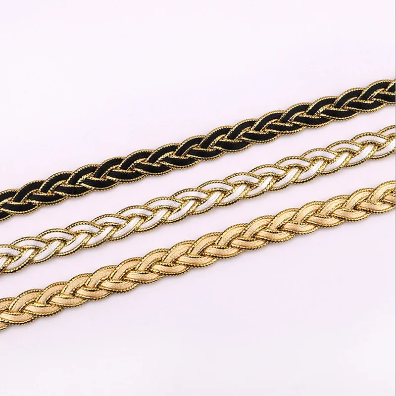 diy garment accessories polyester lace fabric curtain braided trimming gathered ribbon lace gold thread braid sewing lace trim