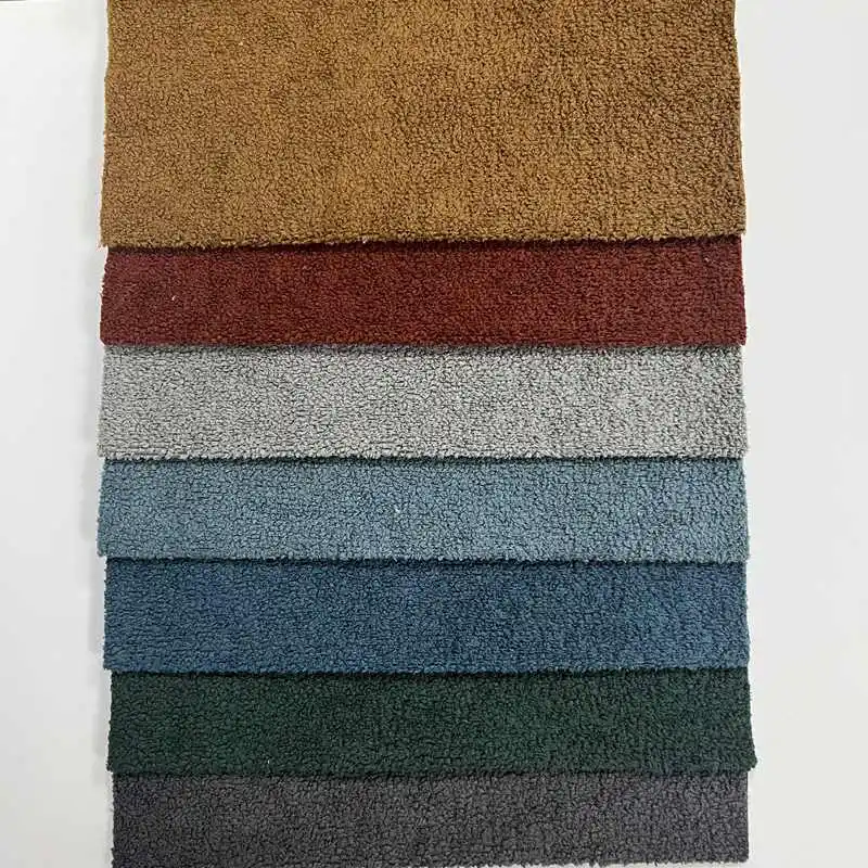 Polyester sofa chair sheep wool teddy lamb wool blend look sofa upholstery fabric for sofa chenille boucle