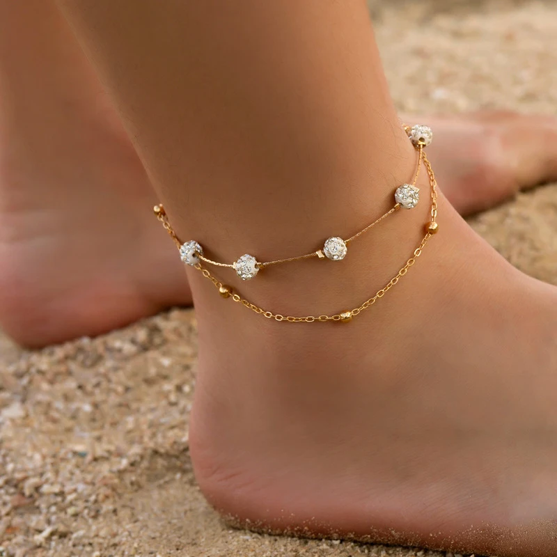 2pcs/set Anklets for Women Foot Accessories Summer Beach Barefoot Sandals Bracelet Ankle Hearts Were