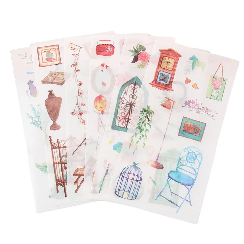 Wholesale High Quality Custom Die-Cut Sticker Sheet Set Japanese Shiny Gold Foil Printed Washi Paper Made Vinyl Adhesive Paper