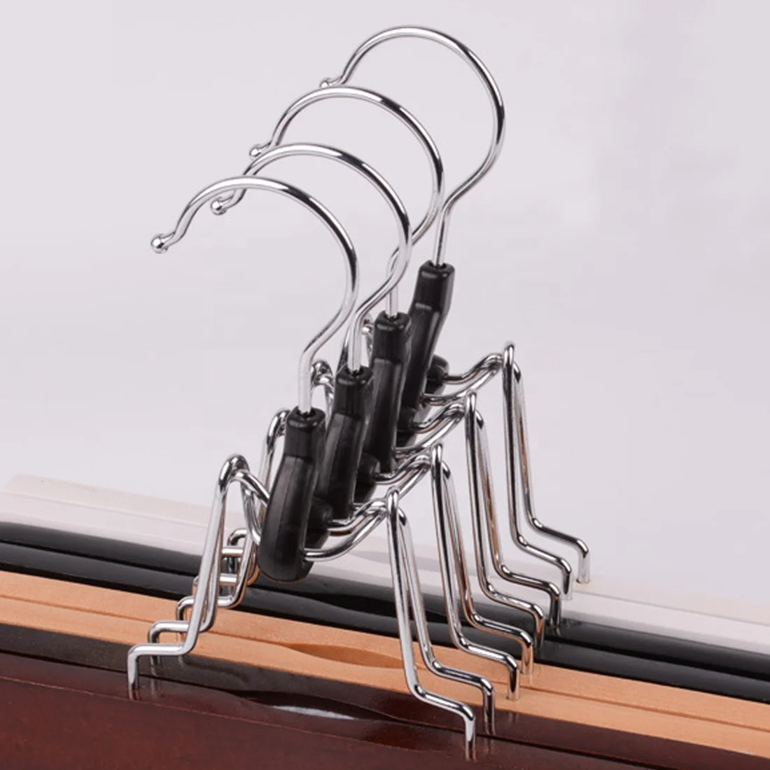 Wholesale Multicolor Pants Skirt Wig Hair Extension Hanger Natural Wooden Clamp Pants Hanger