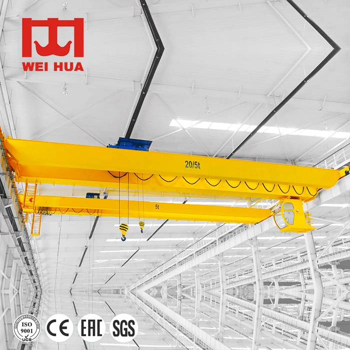 VFD Control and Stepless Speed 50 Ton Double Beam European Bridge Crane with Low Headroom Electric Hoist Trolley