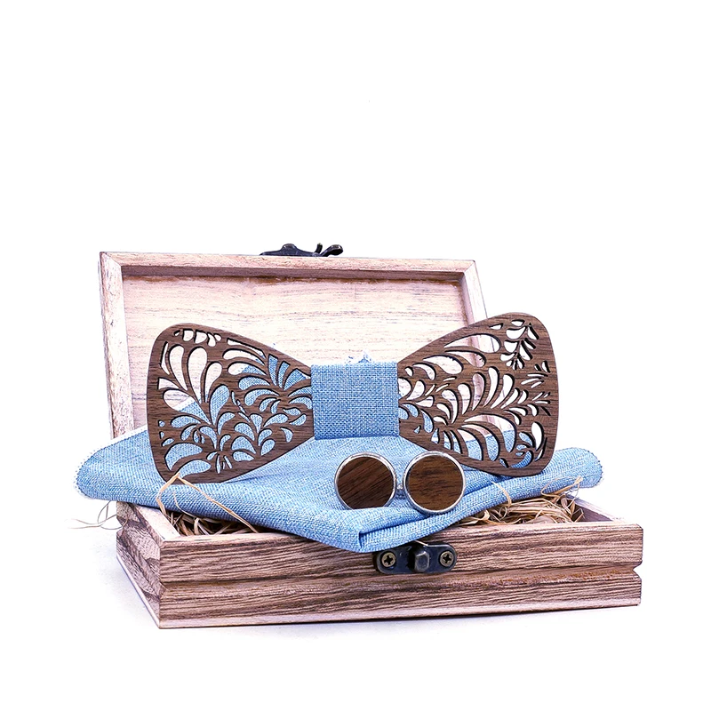 Резной черный деревянный галстук бабочка свадебные подарки набор деревянных галстуков бабочек с логотипом на заказ (1600454016937)