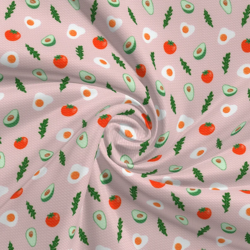 95%polyester 5%spandex stretch carrot and avocado pattern knit digital printing bullet bubble fabric for clothing