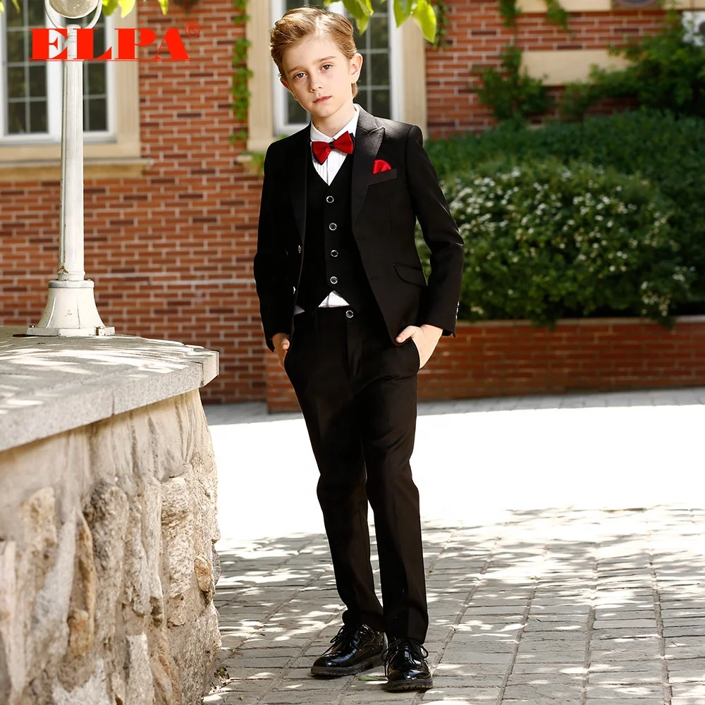 
ELPA designer 3 piece kids boys black formal tuxedo party wedding ceremonial suits set for children boys 