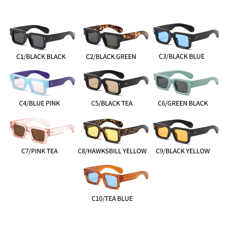 Hot Sale Fashion Trend Anti UV Thick Frame Small Retro Shades UV400 Men Women Classical Designer Brand Square Vintage Sunglasses