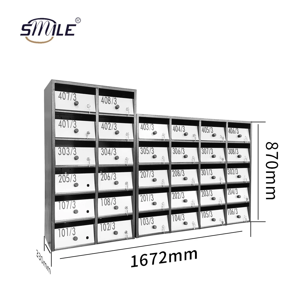 SMILETECH OEM/ODM Modern Metal Mailboxes China Steel Fabrication Residential Locking Cluster Mailbox for Sale