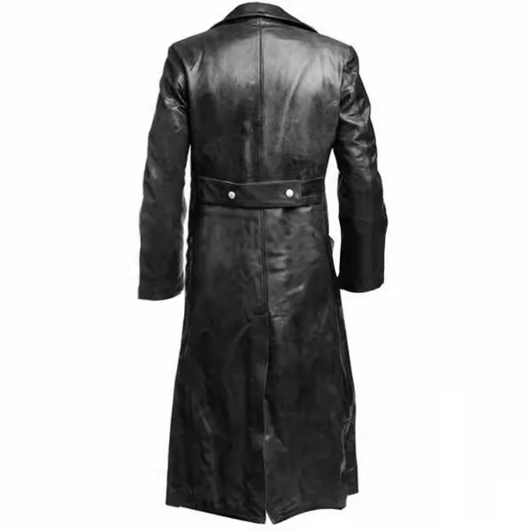 Wholesale Elegent Men Medieval Steampunk Gothic Long Leather Jackets Vintage Winter Outerwear Faux Leather Trench Coat