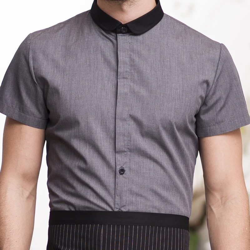 CHECKEDOUT short sleeve restaurant chef work shirts waiter uniform
