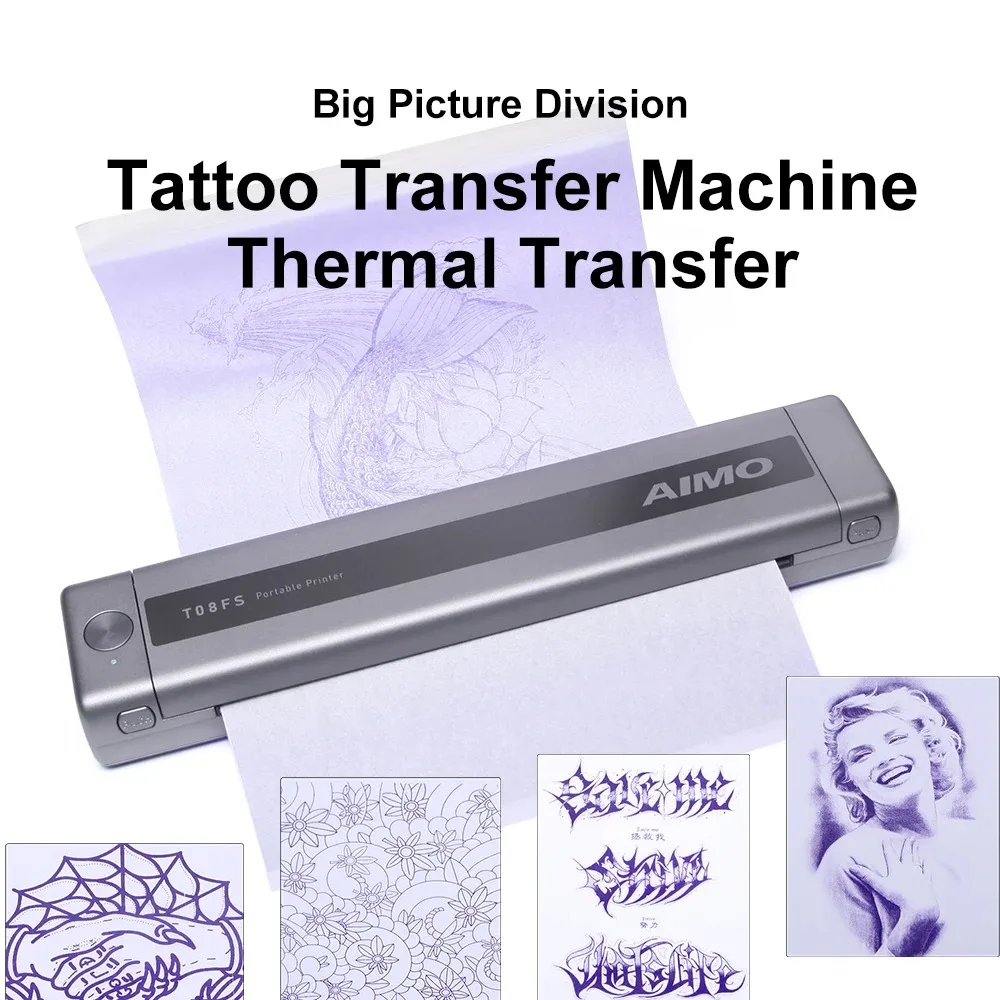 Portable Tattoo Transfer Machine Perfect Printing of Line Drafts and Portraits T08FS Thermal Tattoo Stencil Printer Machine