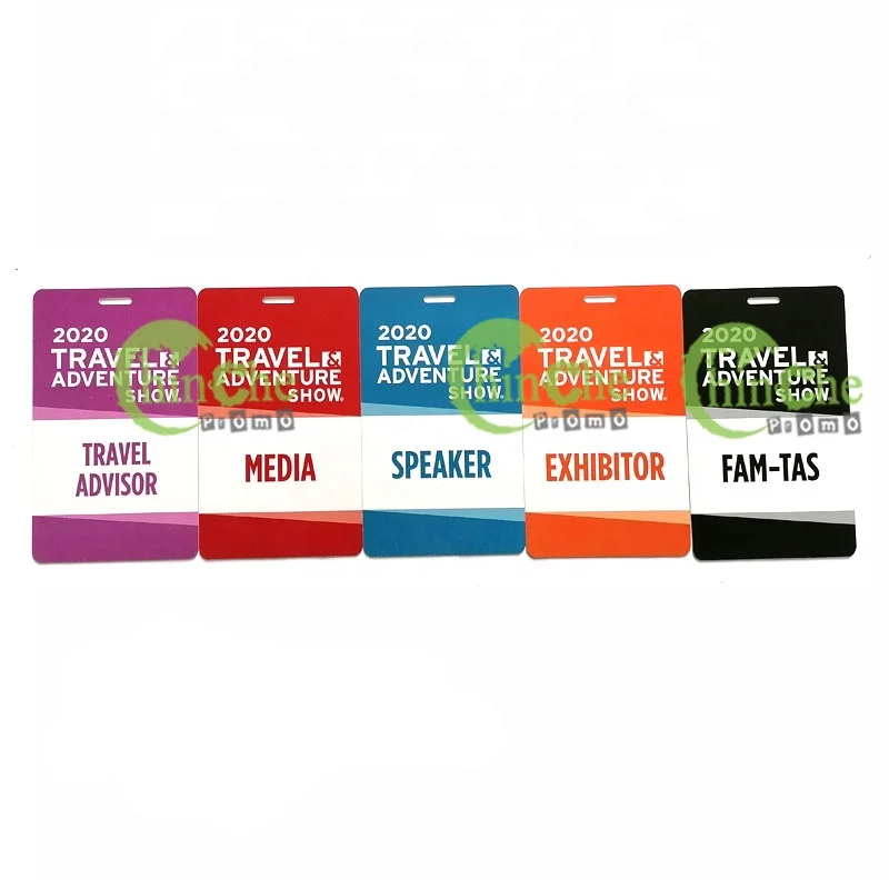Custom PVC Plastic Badges Event Conference Exhibitor Name Badges With Slot Hole