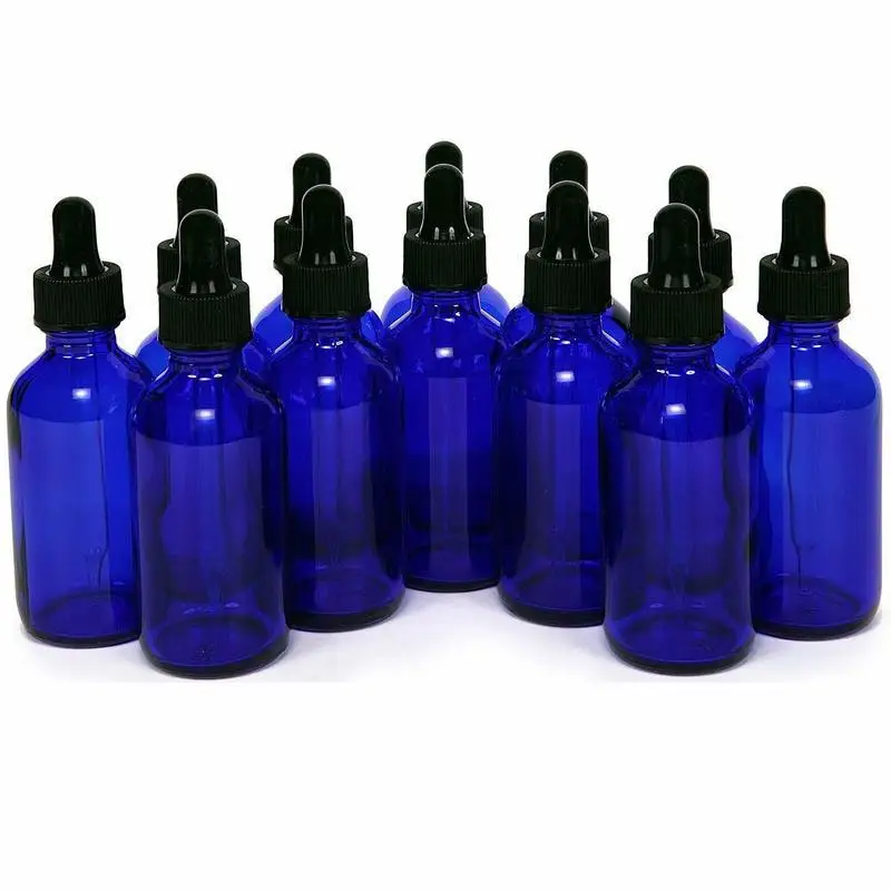 
Blue Glass Essential Oil Bottles with Glass Dropper Travel Dropper Liquid Pipette Bottle Refillable Bottles Lucifugal 