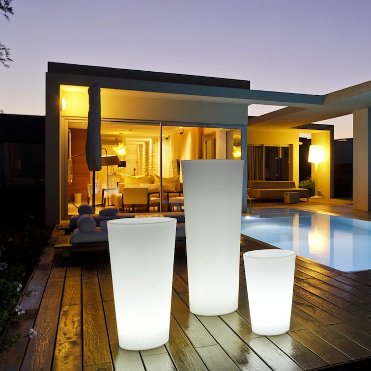 Led light rgb illuminated garden pots and planters