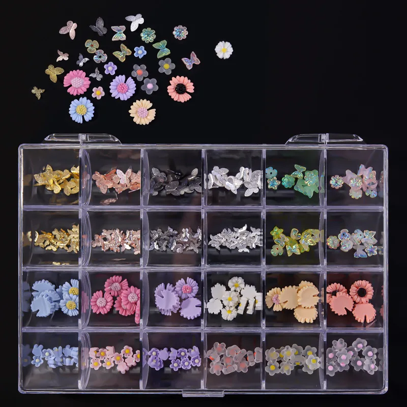 DIY Nail Art Jewelry Set Alloy Crown Flower Bunny Assortment Nail Art Rhinestone Jewelry Box For Nails Charm