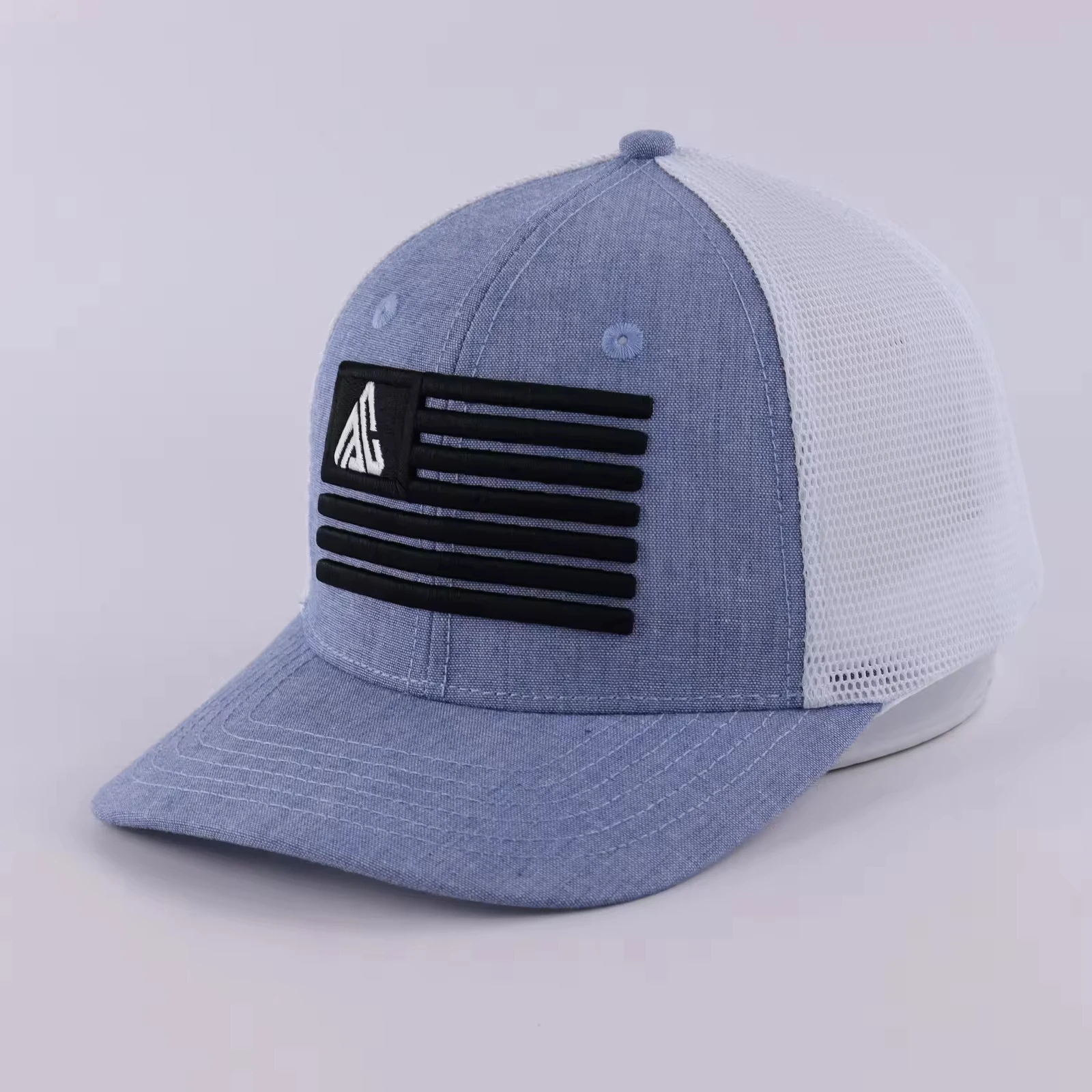 Classic Custom Embossed Rubber Patch Logo Snapback Baseball Cap 112 Trucker Style Factory Printed Plain Cotton Polyester BSCI