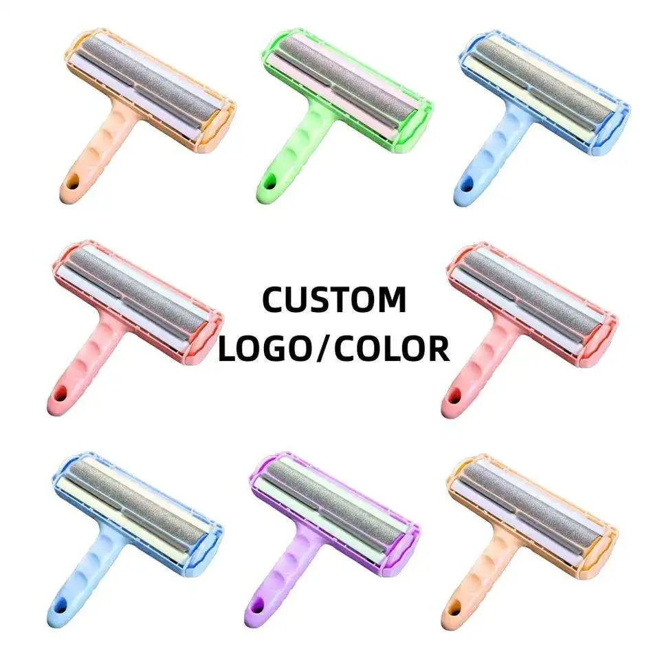Hot Sale 2024 Custom Logo Color Blue Green Pink Pet Grooming Brush Pet Brush Pet Hair Remover Roller