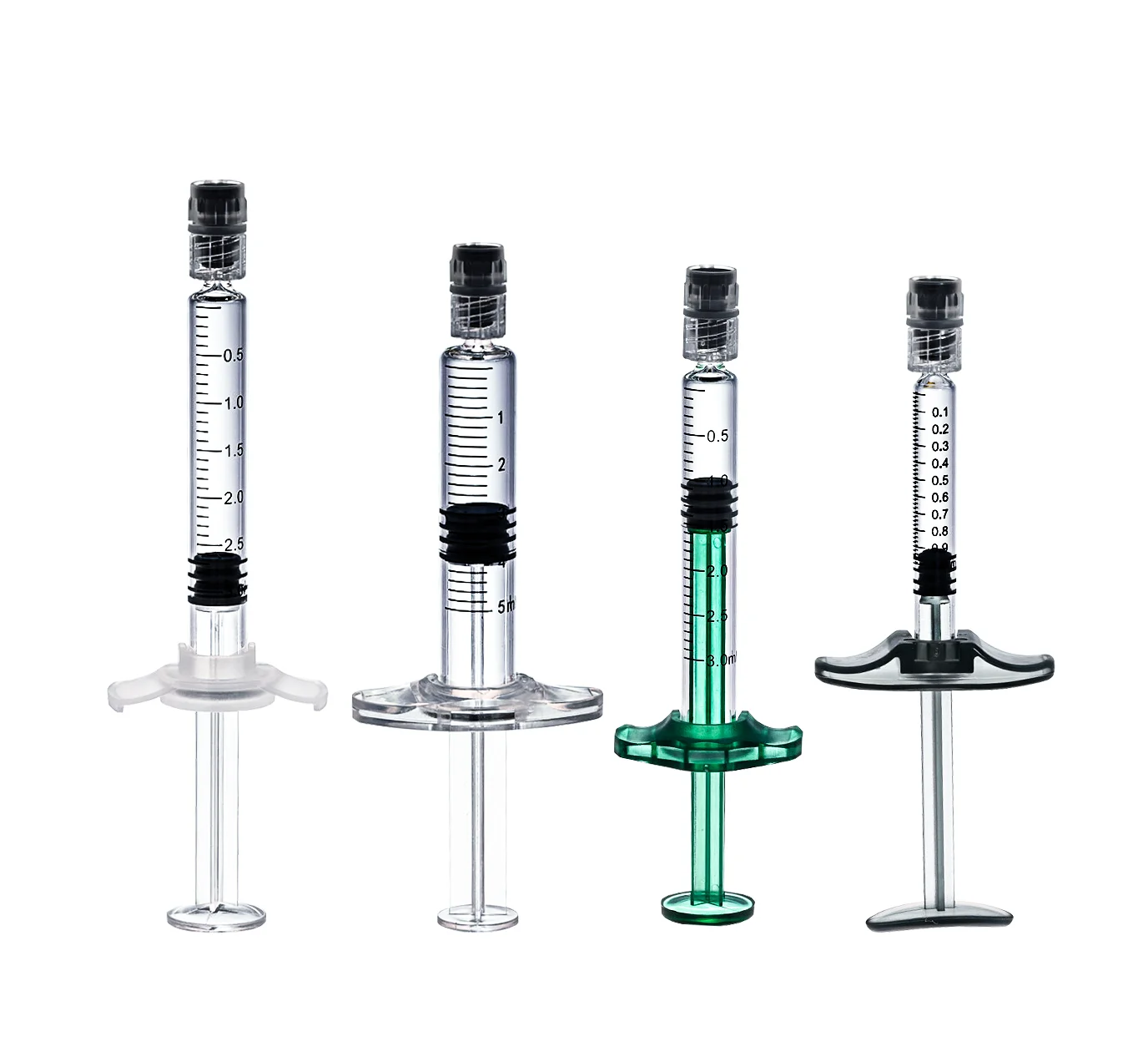 Factory direct 1ml 2ml 3ml luer lock/rubber plastic disposable prefilled  glass syringe with plastic accessory