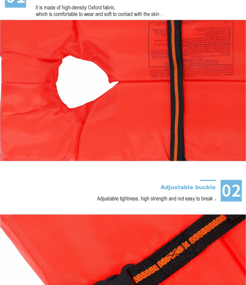 commercial rafting Type II Orange Life Jacket Vest Adult Universal or Youth Boating PFD
