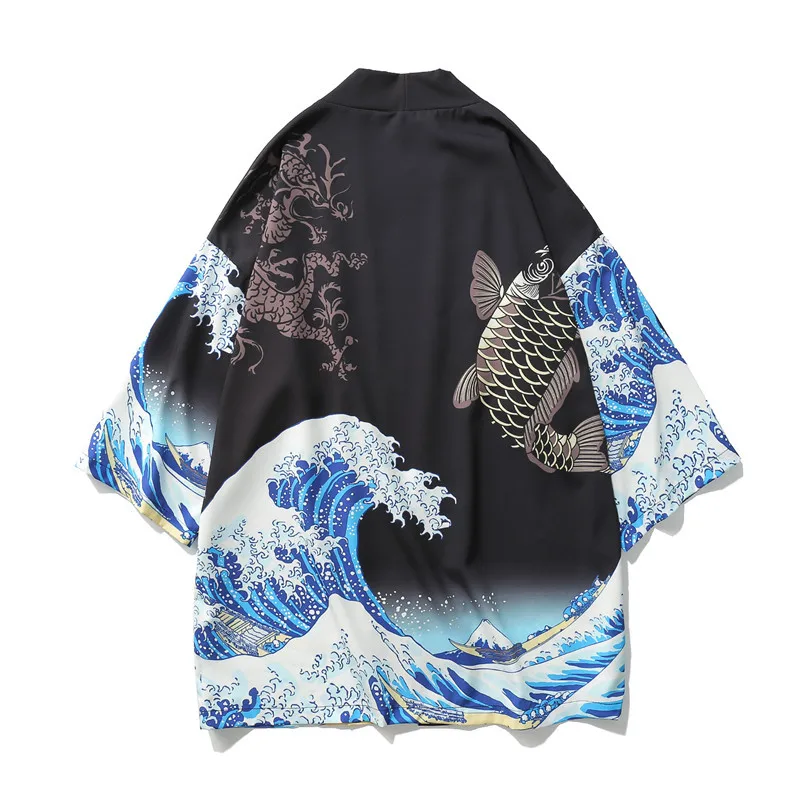 
Wholesale 2 Style Harajuku Japanese Fashion Kimono 2021 Men and Women Cardigan Blouse Haori Obi Asian Clothes Samurai 