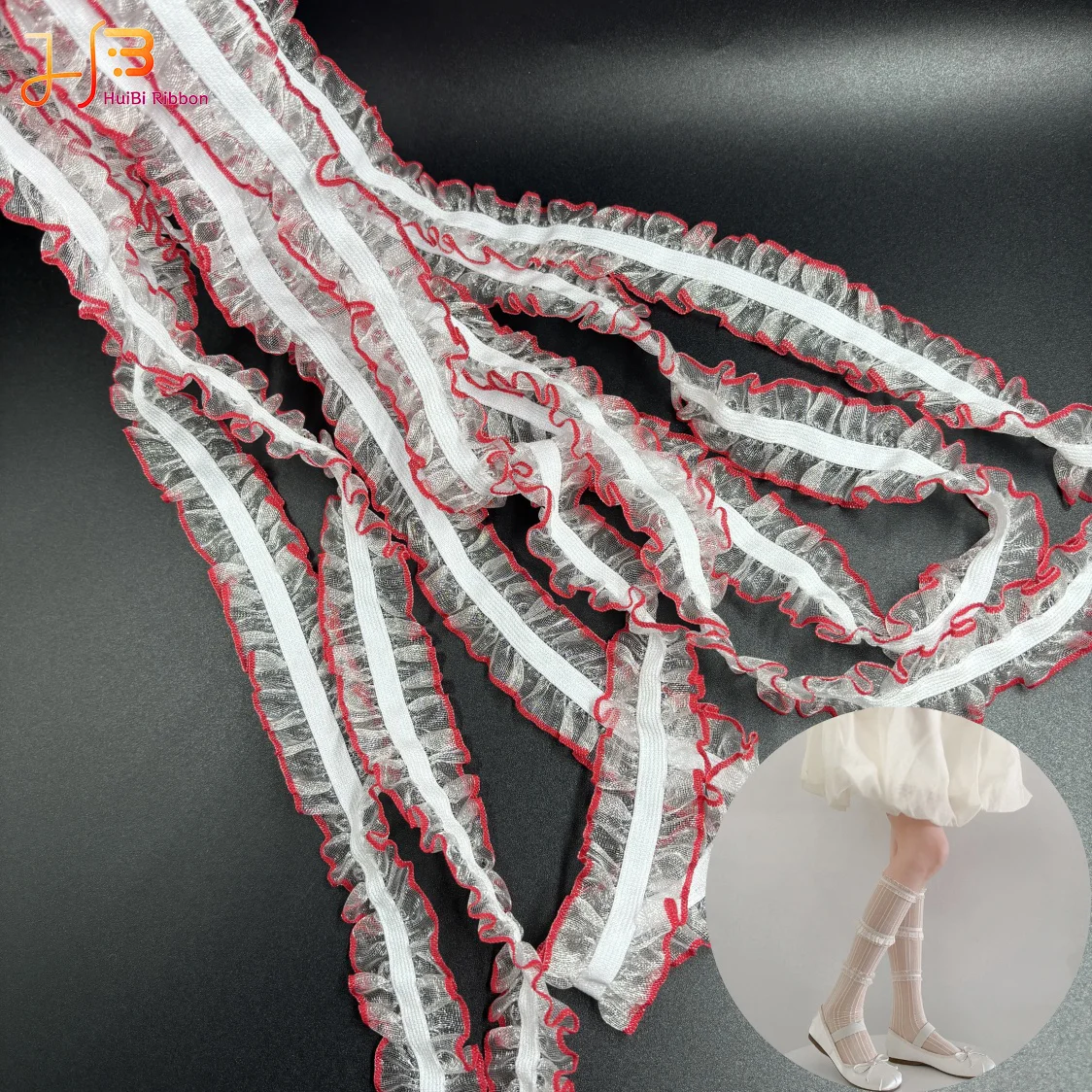 5134-26 High quality Wholesale fancy organza elastic band hair extensions lace for garments decoration